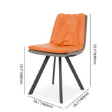 Modern Upholstered Orange Dining Chair PU Leather Side Chairs