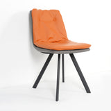 Modern Upholstered Orange Dining Chair PU Leather Side Chairs