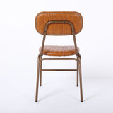 Mid-Century Brown Dining Chairs Set of 2 with Faux Leather Upholstered & Metal Frame