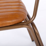 Mid-Century Brown Dining Chairs Set of 2 with Faux Leather Upholstered & Metal Frame