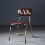 Mid-Century Brown Dining Chairs Set of 2 with Faux Leather Upholstered & Metal Frame
