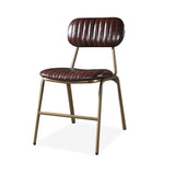 Mid-Century Brown Dining Chairs Set of 2 with Faux Leather Upholstered & Metal Frame
