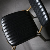 Mid-Century Black Dining Chair Set of 2 with Faux Leather Upholstered & Metal Frame