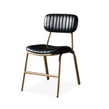 Mid-Century Black Dining Chair Set of 2 with Faux Leather Upholstered & Metal Frame