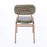 Set of 2 Mid-Century Dining Chairs with Green Faux Leather Upholstered & Metal Frame