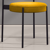 Modern Upholstered Dining Chairs Linen Side Chair Set of 2 in Yellow