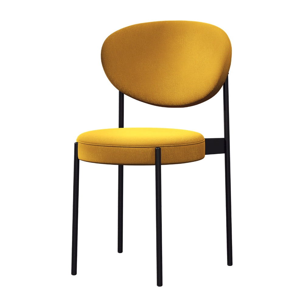Modern Upholstered Dining Chairs Linen Side Chair Set of 2 in Yellow