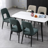 Modern Dining Chair Loop Backrest Armless Chair Carbon Steel in Black Set of 2