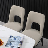 Modern Dining Chair Loop Backrest Armless Chair Carbon Steel in Black Set of 2