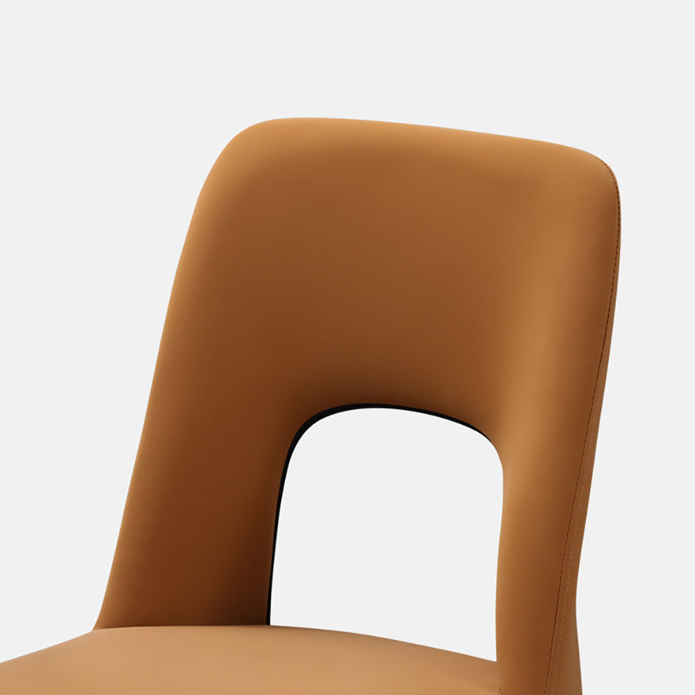 Modern Dining Chair Loop Backrest Armless Chair Carbon Steel in Black Set of 2
