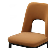 Modern Dining Chair Loop Backrest Armless Chair Carbon Steel in Black Set of 2