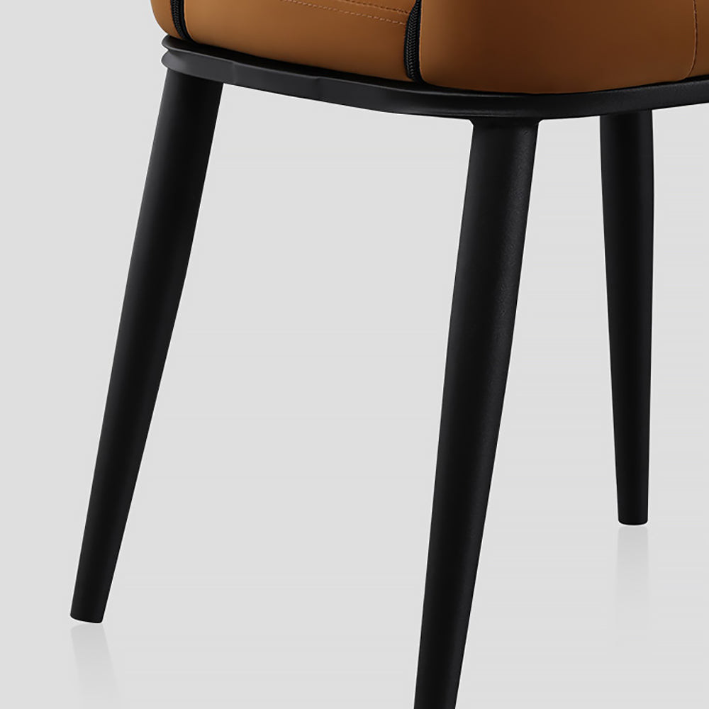 Modern Dining Chair Loop Backrest Armless Chair Carbon Steel in Black Set of 2