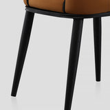 Modern Dining Chair Loop Backrest Armless Chair Carbon Steel in Black Set of 2