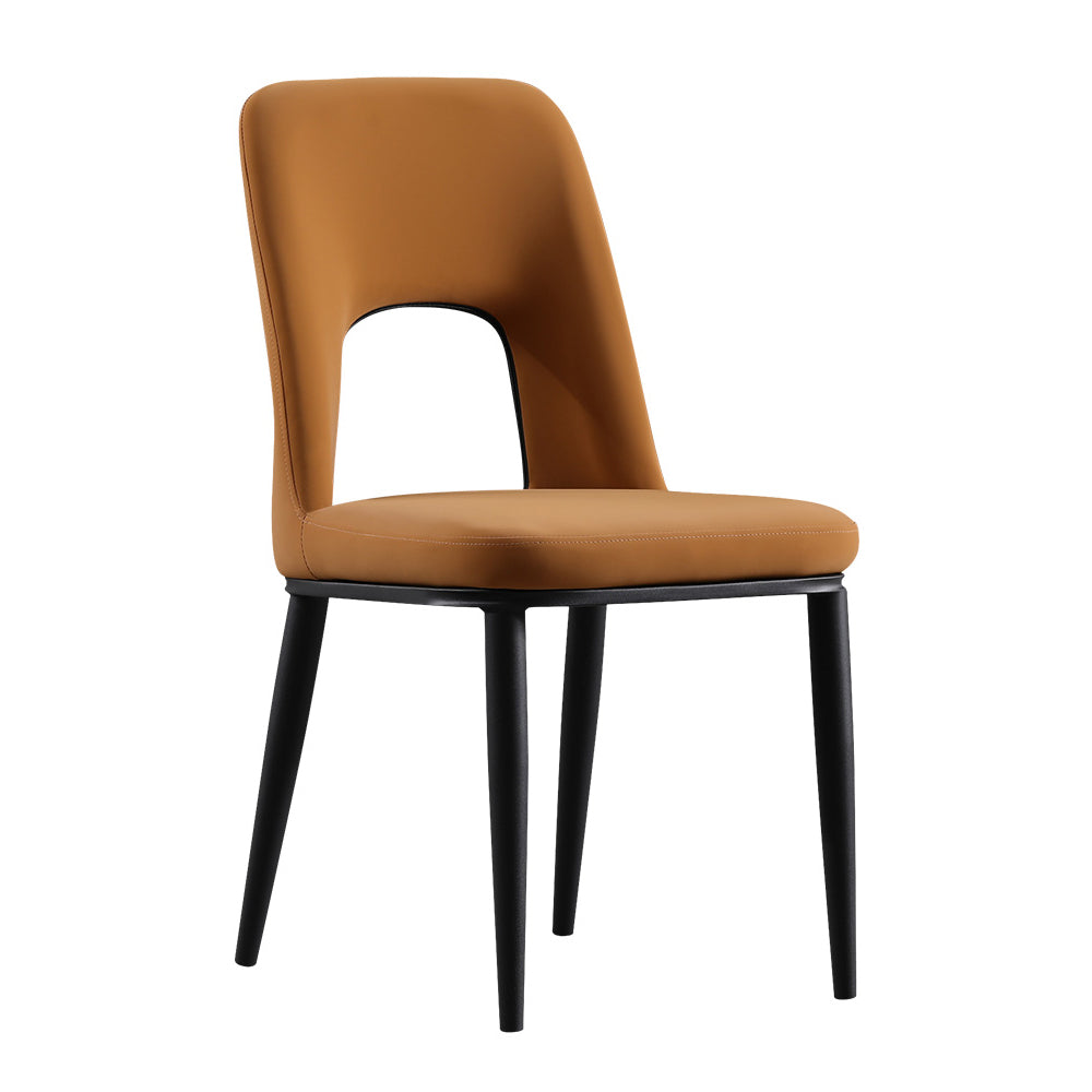 Modern Dining Chair Loop Backrest Armless Chair Carbon Steel in Black Set of 2