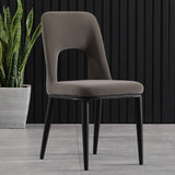 Modern Dining Chair Loop Backrest Armless Chair Carbon Steel in Black Set of 2
