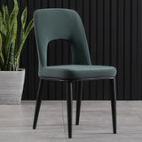 Modern Dining Chair Loop Backrest Armless Chair Carbon Steel in Black Set of 2