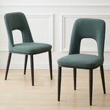 Modern Dining Chair Loop Backrest Armless Chair Carbon Steel in Black Set of 2