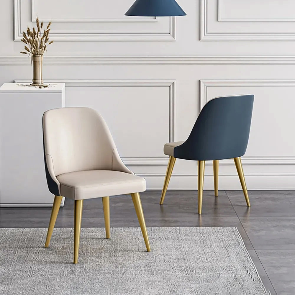 PU Leather Upholstered Dining Room Chair Table Chair Gold Leg