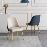 PU Leather Upholstered Dining Room Chair Table Chair Gold Leg