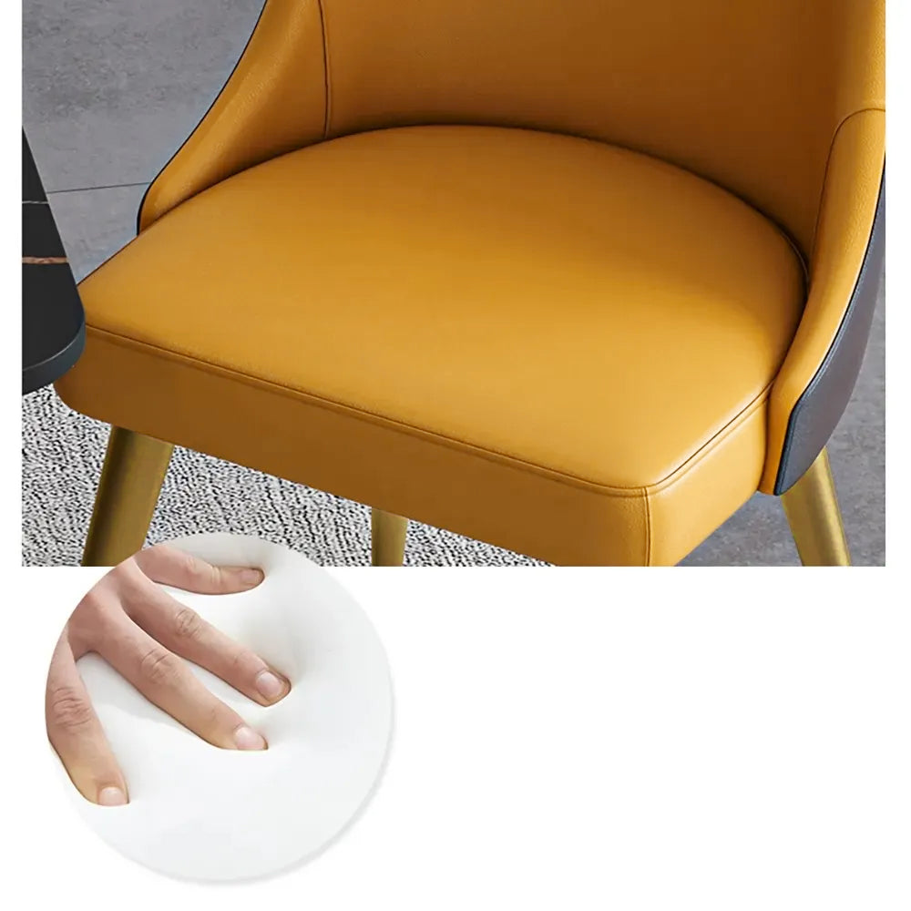 PU Leather Upholstered Dining Room Chair Table Chair Gold Leg