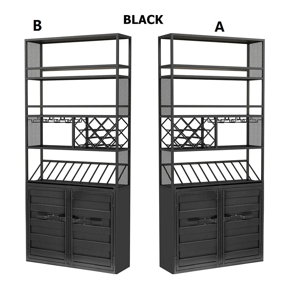 70.9" Industrial Standing Wine Rack Glass Rack in Black