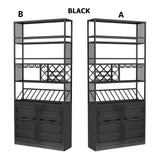 70.9" Industrial Standing Wine Rack Glass Rack in Black