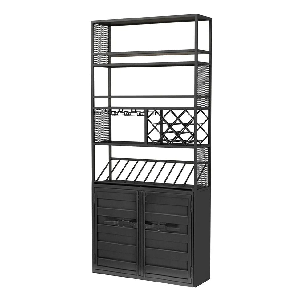 70.9" Industrial Standing Wine Rack Glass Rack in Black