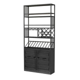 70.9" Industrial Standing Wine Rack Glass Rack in Black