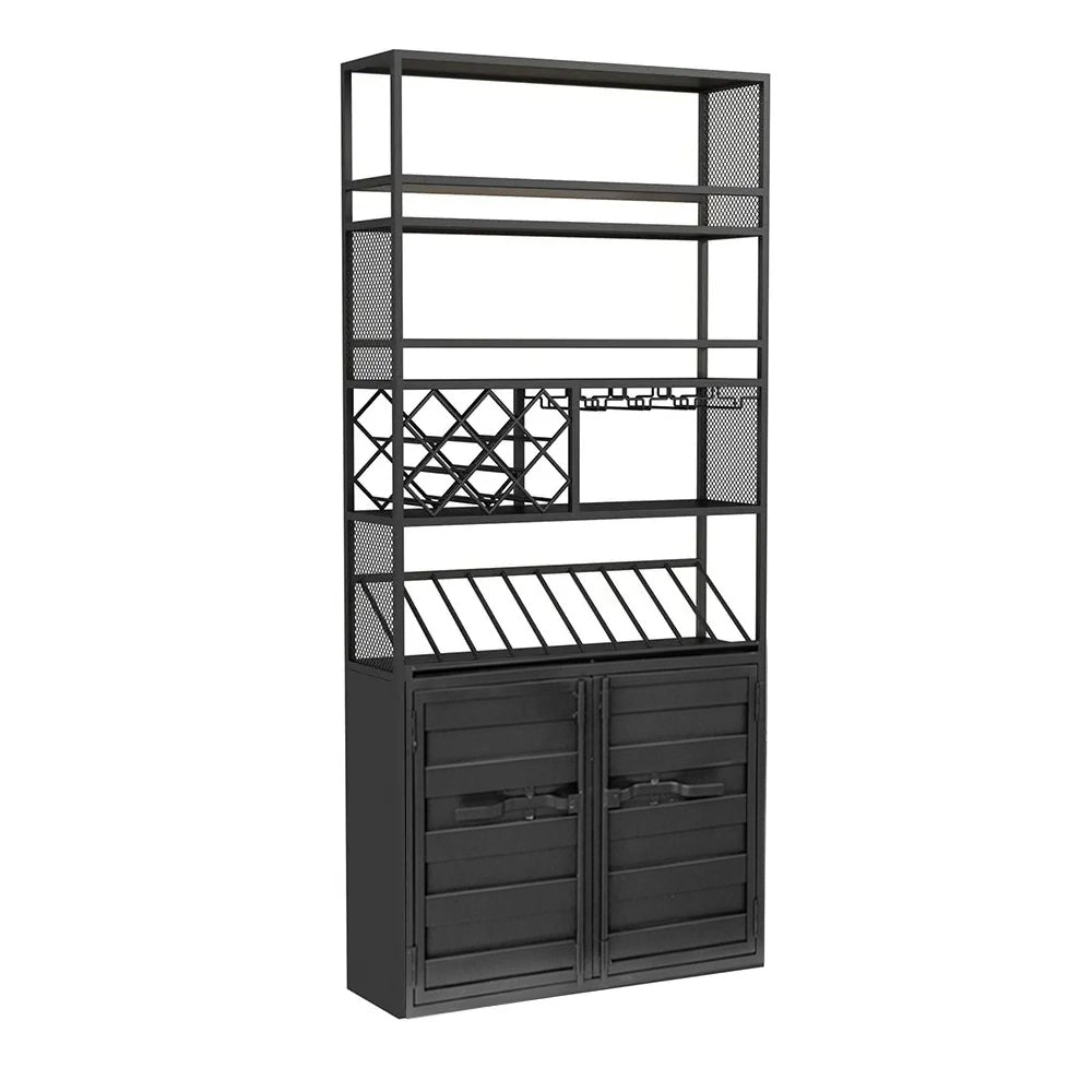 70.9" Industrial Standing Wine Rack Glass Rack in Black