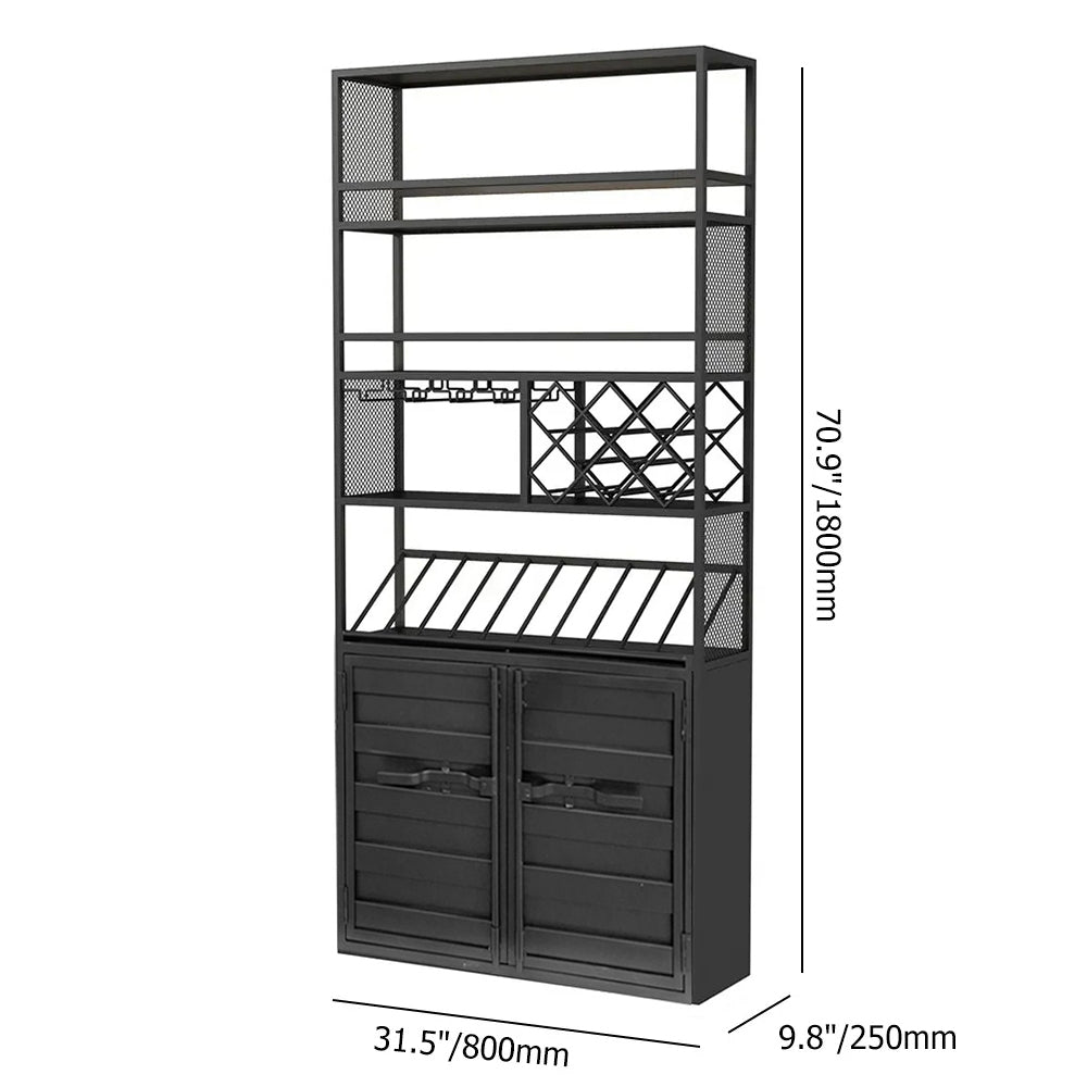 70.9" Industrial Standing Wine Rack Glass Rack in Black