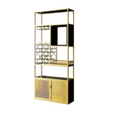 Industrial Gold 5-Tier Freestanding Wine Rack Storage with Glass Holder