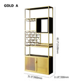 Industrial Gold 5-Tier Freestanding Wine Rack Storage with Glass Holder