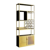 Industrial Gold 5-Tier Freestanding Wine Rack Storage with Glass Holder