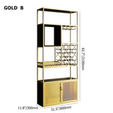 Industrial Gold 5-Tier Freestanding Wine Rack Storage with Glass Holder