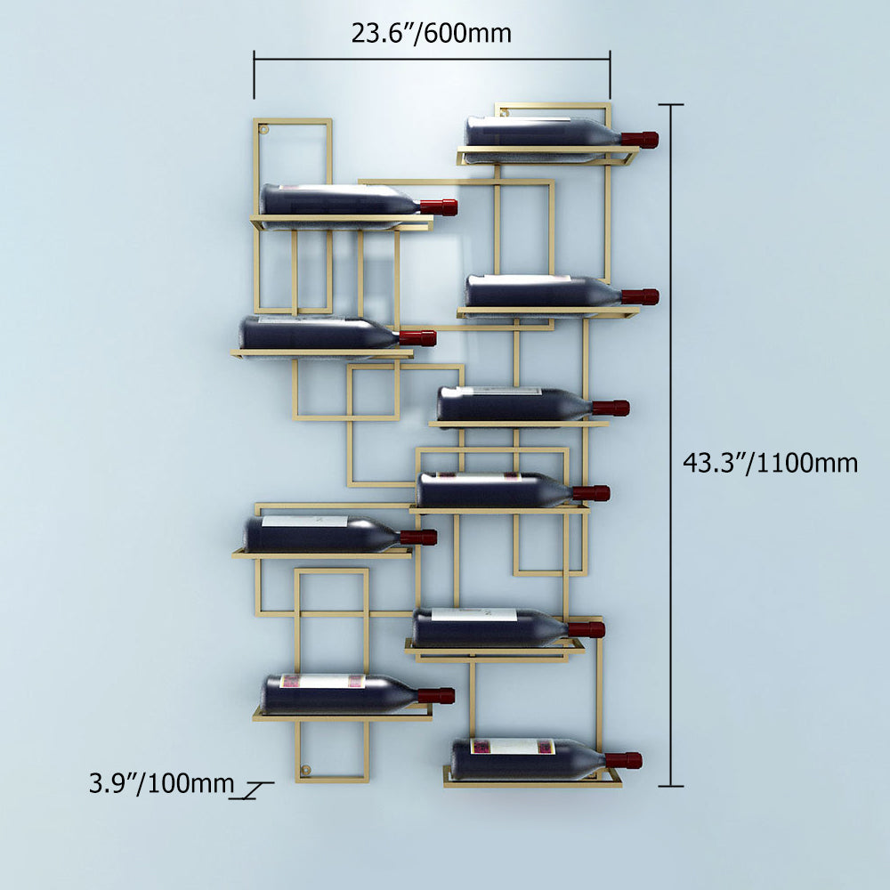 10-Bottle Modern Geometric Wall Mounted Wine Rack