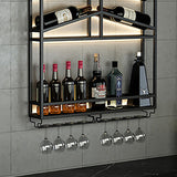 Industrial Wall Mounted Wine Rack with Glass Rack -Black