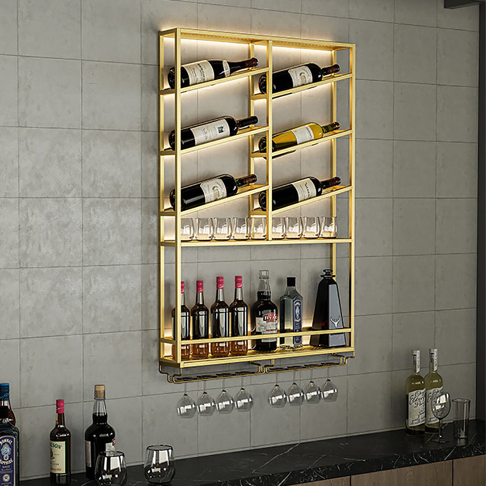 Industrial Wall Mounted Wine Rack with Glass Rack -Black