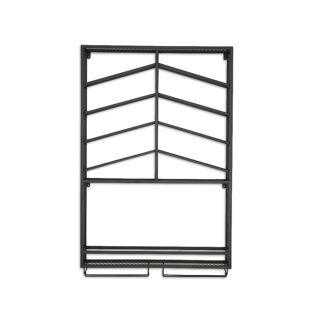 Industrial Wall Mounted Wine Rack with Glass Rack