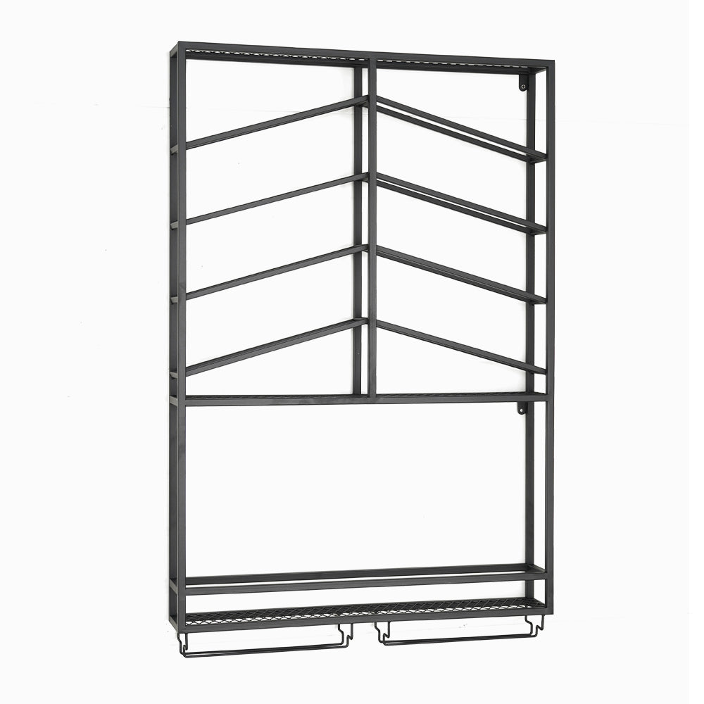 Industrial Wall Mounted Wine Rack with Glass Rack
