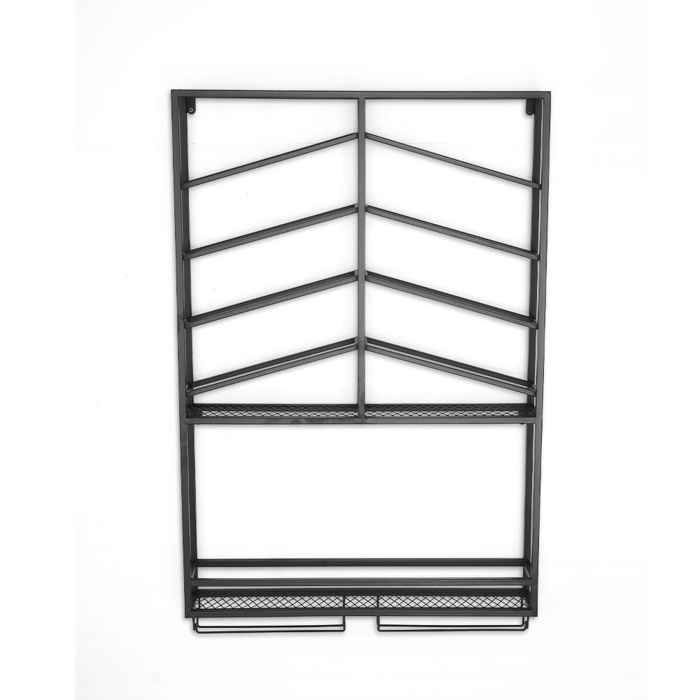 Industrial Wall Mounted Wine Rack with Glass Rack