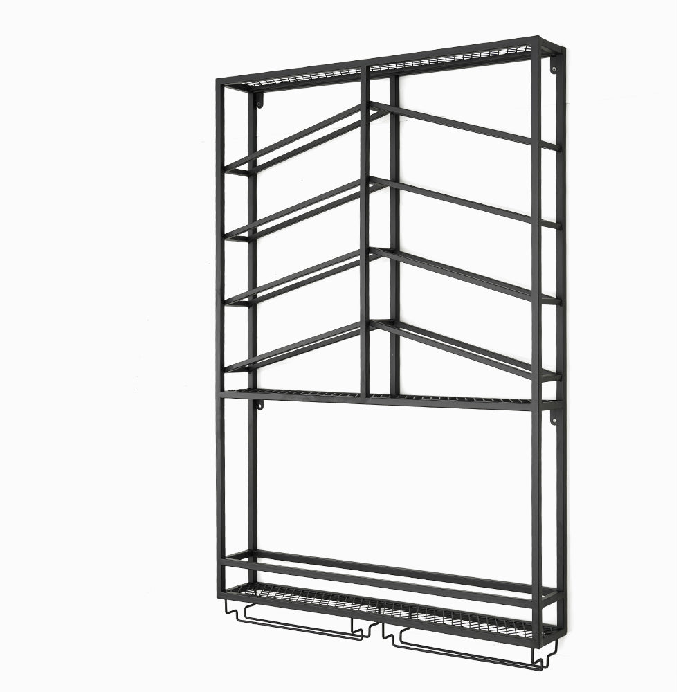 Industrial Wall Mounted Wine Rack with Glass Rack