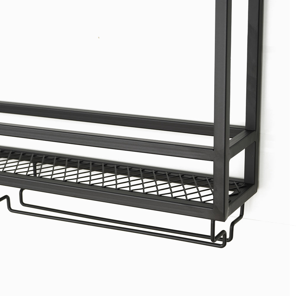 Industrial Wall Mounted Wine Rack with Glass Rack