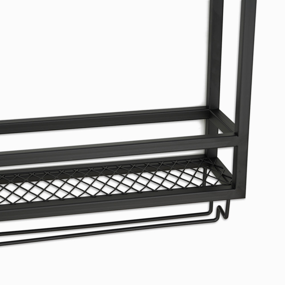 Industrial Wall Mounted Wine Rack with Glass Rack