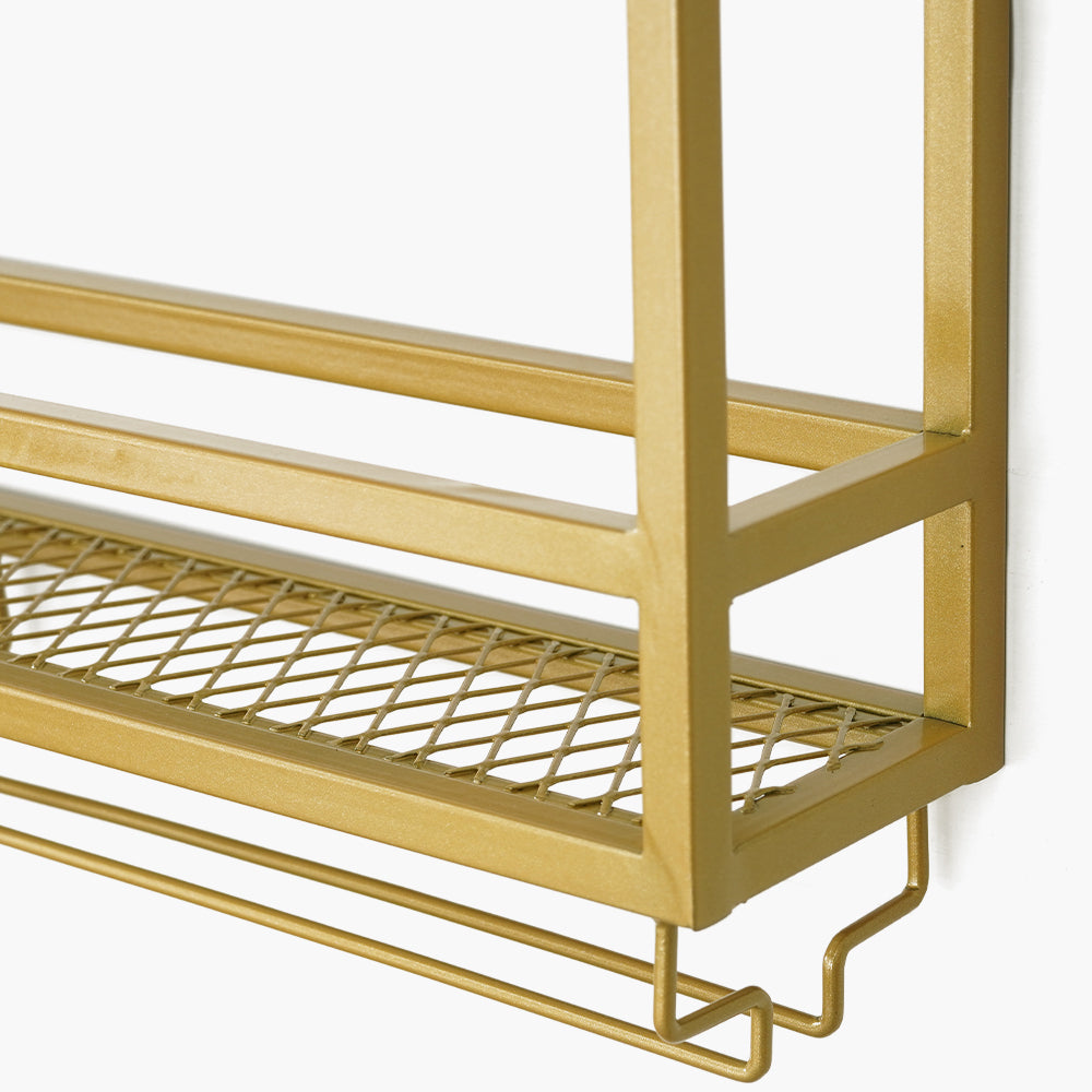 Industrial Wall Mounted Wine Rack with Glass Rack