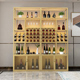 Gold Contemporary Standing Wine Rack with Glass Rack-B