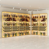 Gold Contemporary Standing Honeycomb Wine Rack with Glass Rack-A