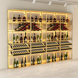 Gold Contemporary Standing Honeycomb Wine Rack with Glass Rack-A