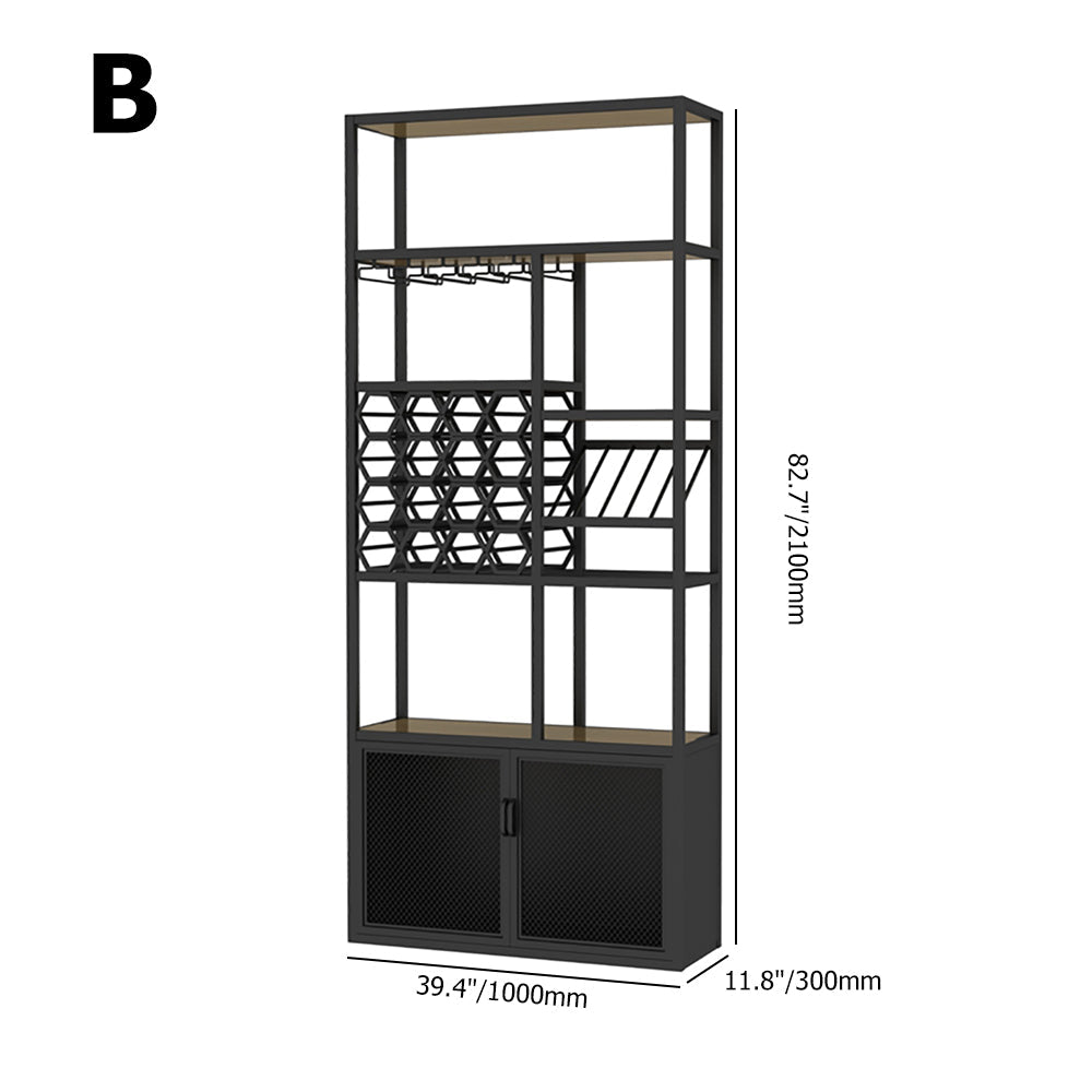Industrial Standing Wine Rack with Glass Rack