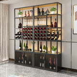 Estante de vino de pie industrial con estante de vidrio