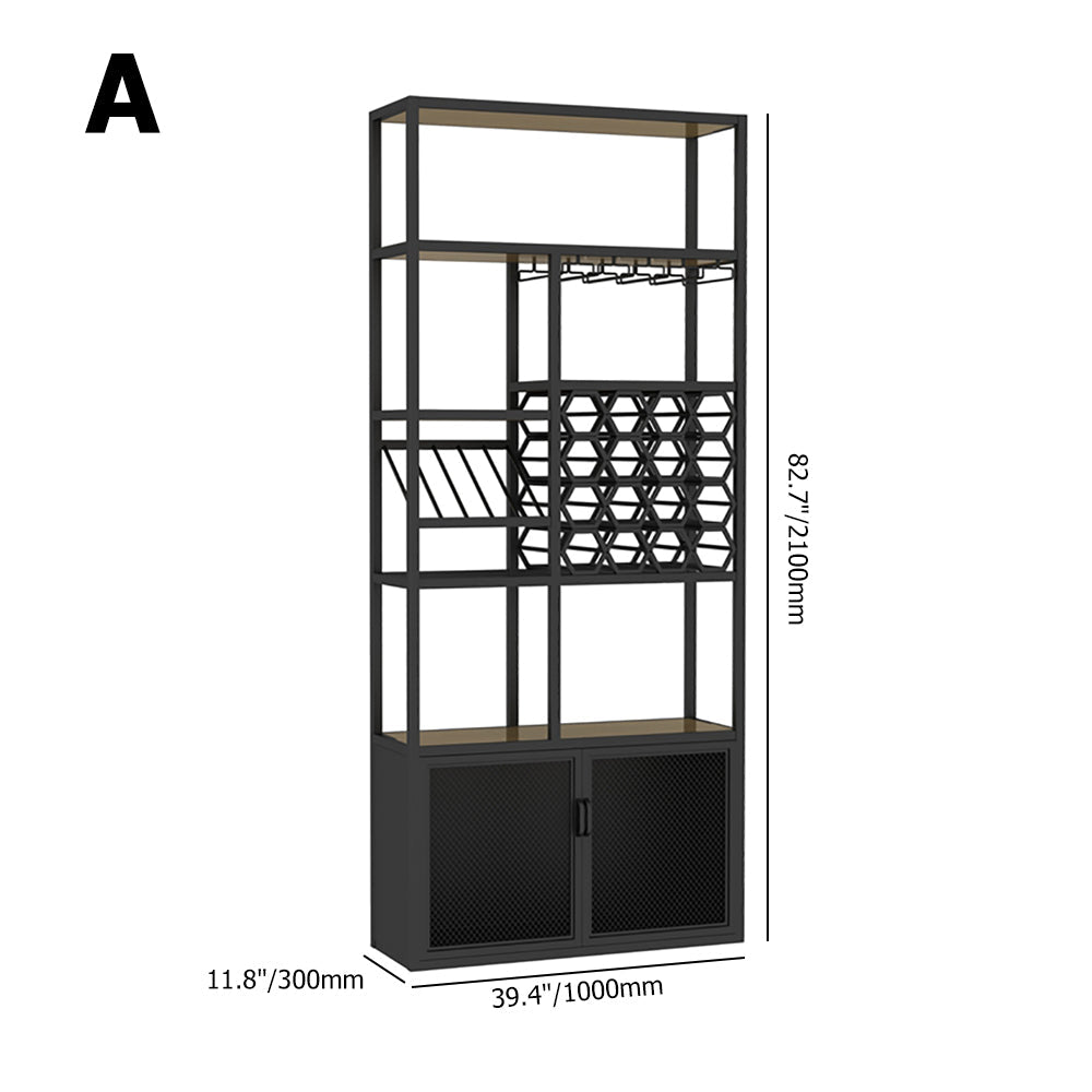 Industrial Standing Wine Rack with Glass Rack